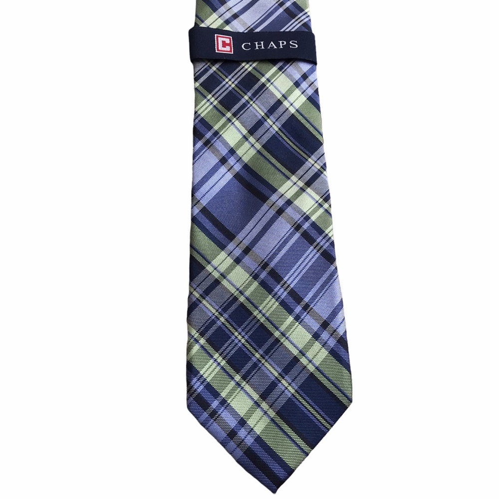 CHAPS Plaid 100% Silk Tie New With Tag